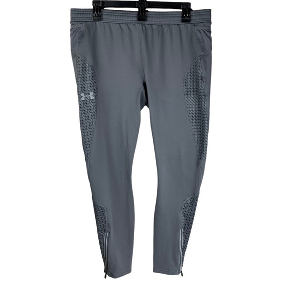 Under Armour Gray Patterned Compression Leggings with Ankle Zippers Size Large - Picture 1 of 7